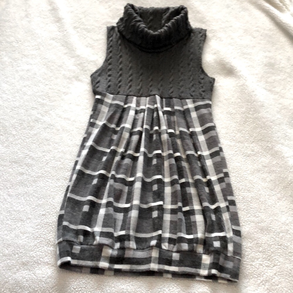 gray cable knit sweater dress small turtle neck